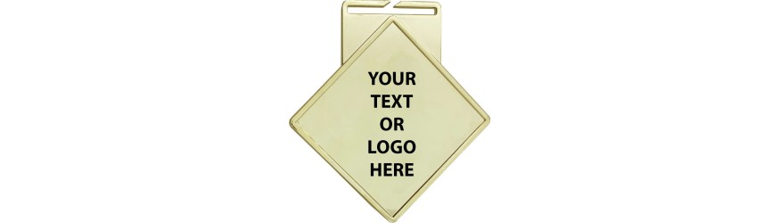 90MM DIAMOND MEDAL (3MM THICK) - GOLD, SILVER OR BRONZE